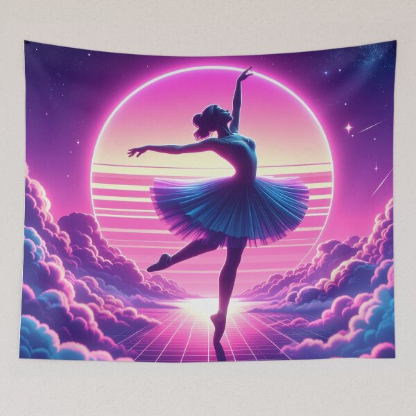 Item preview, Synthwave ballet dancer on clouds designed and sold by Boxing Kangaroo Retail Company.