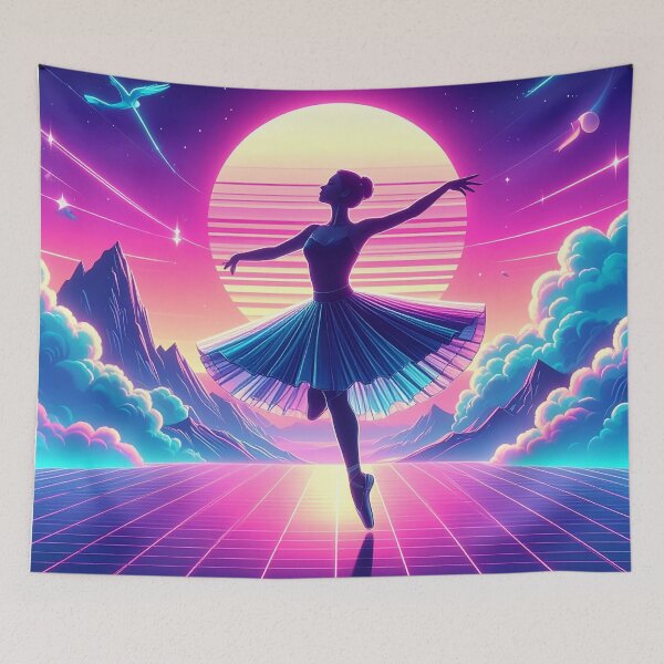 Item preview, Synthwave ballet dancer on clouds designed and sold by Boxing Kangaroo Retail Company.