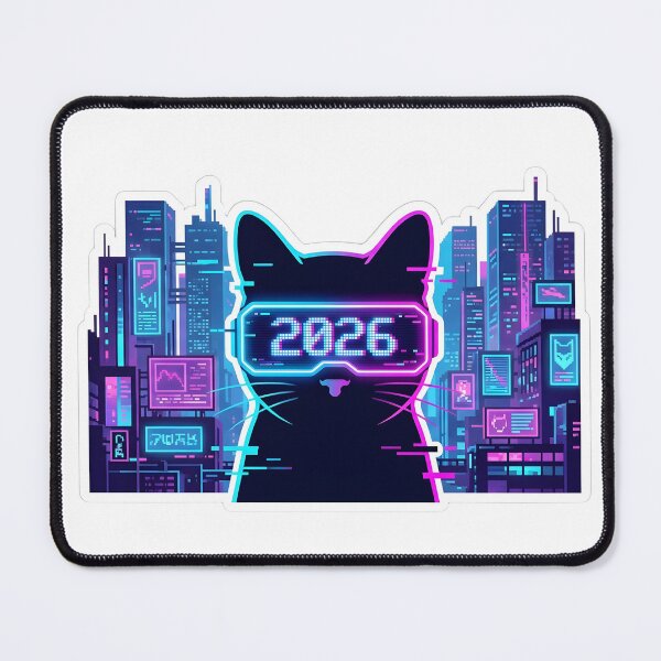 Artikelvorschau, Frohes Neues Jahr 2026 Cyberpunk Katze entworfen und verkauft von Abdeelol.