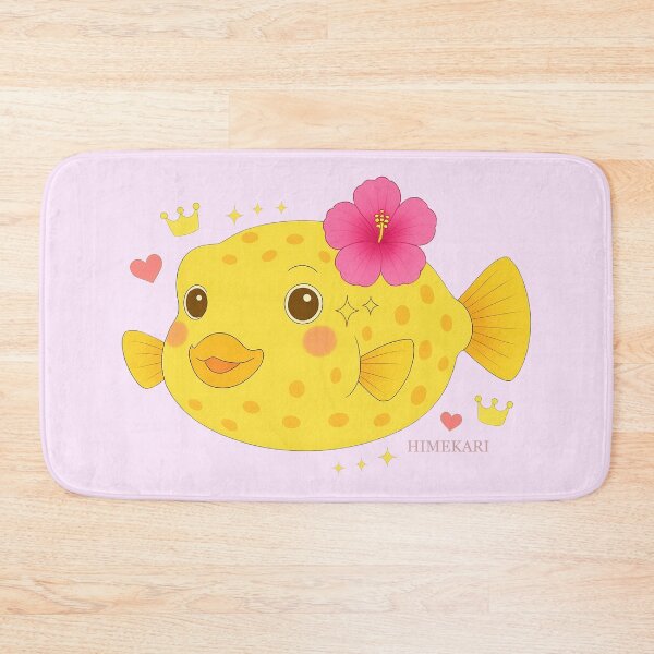 Item preview, Yellow Boxfish and hibiscus - Solid Pink designed and sold by HIMEKARI.