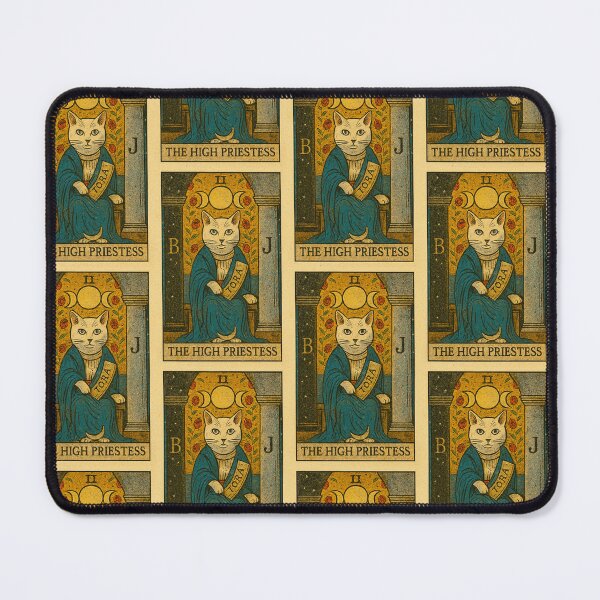 Item preview, The High Priestess - Cosmic Companions Tarot Card (White Cat) designed and sold by Cosmic Companions Studio.