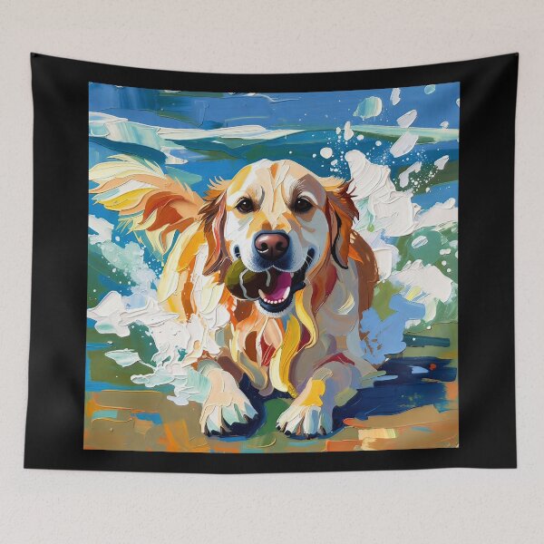 Item preview, Golden Retriever Beach Dog with Ball designed and sold by ChrisButler.