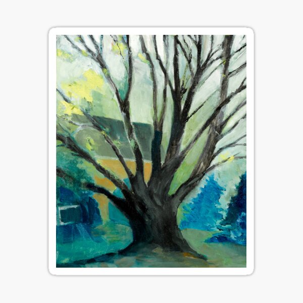 oil sketch of a suburban maple tree but I call it Worldly Tutor Sticker