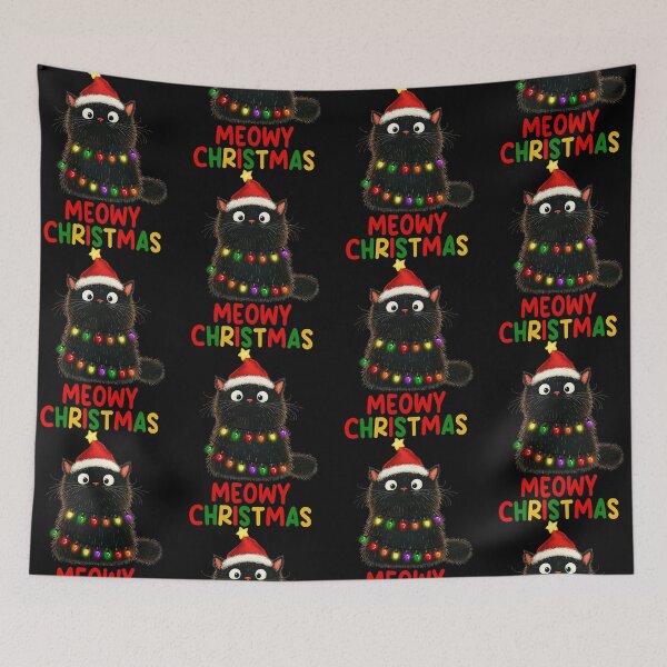 Item preview, Meowy Christmas Xmas Lights Black Cat Pajamas Family Funny Cat Owner designed and sold by jakaun.