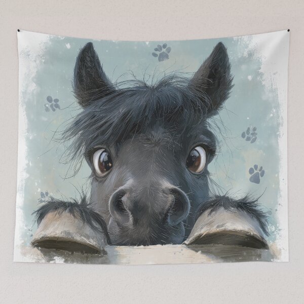 Item preview, Friesian Horse Peeking over Wall 01 designed and sold by Elisabeth Lucas.