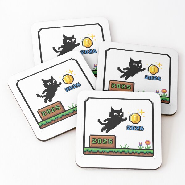 Item preview, Happy New Year 2026 Pixel Cat - Gold Coin Gamer designed and sold by Abdeelol.