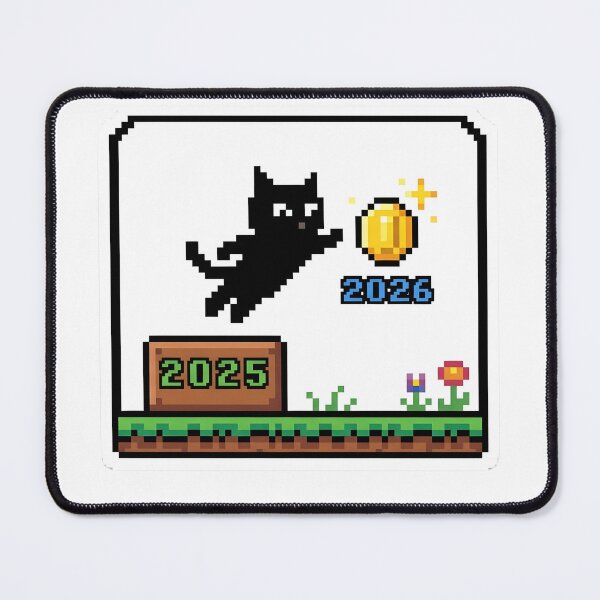 Item preview, Happy New Year 2026 Pixel Cat - Gold Coin Gamer designed and sold by Abdeelol.