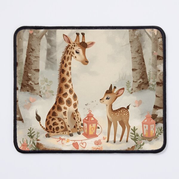 Item preview, Valentine’s Giraffe & Fawn Couple • Whimsical Heart Charm Prep Art designed and sold by WildlifeWhimsy.
