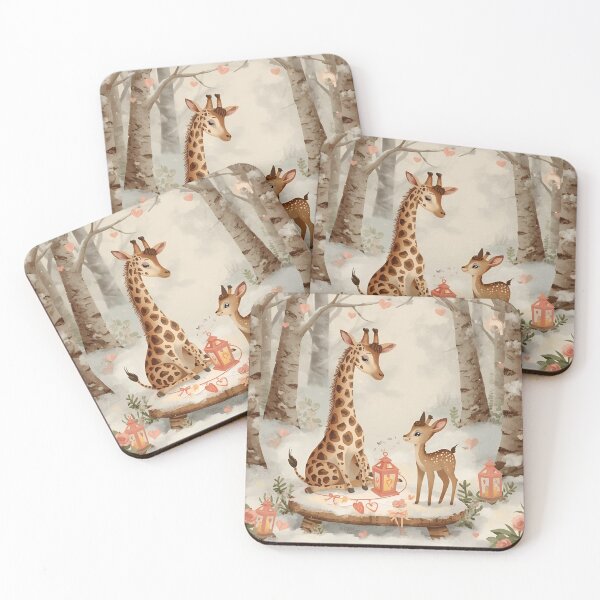 Item preview, Valentine’s Giraffe & Fawn Couple • Whimsical Heart Charm Prep Art designed and sold by WildlifeWhimsy.