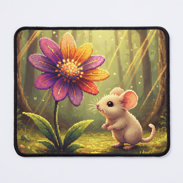 Item preview, cute mouse with a big colorful flower designed and sold by Nikoleta Vukovic.