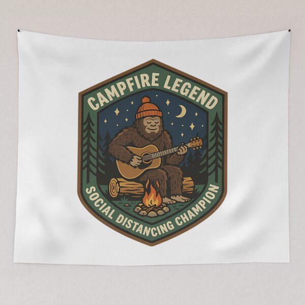 Item preview, Funny Bigfoot Playing Guitar Camping Retro Patch designed and sold by Mason-Pride.