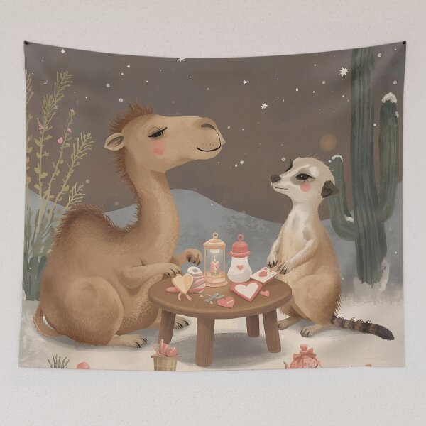 Item preview, Valentine’s Camel & Meerkat Couple • Whimsical Heart Token Prep Art designed and sold by WildlifeWhimsy.