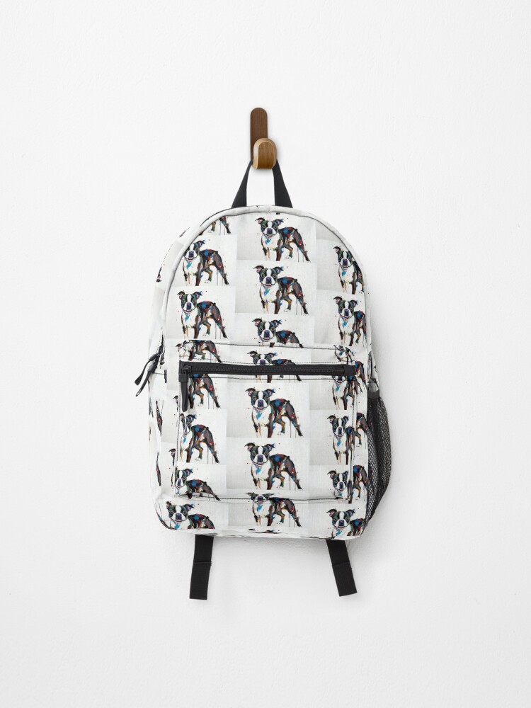 Thumbnail 1 of 3, Backpack, Colorful Abstract Boston Terrier designed and sold by ChrisButler.