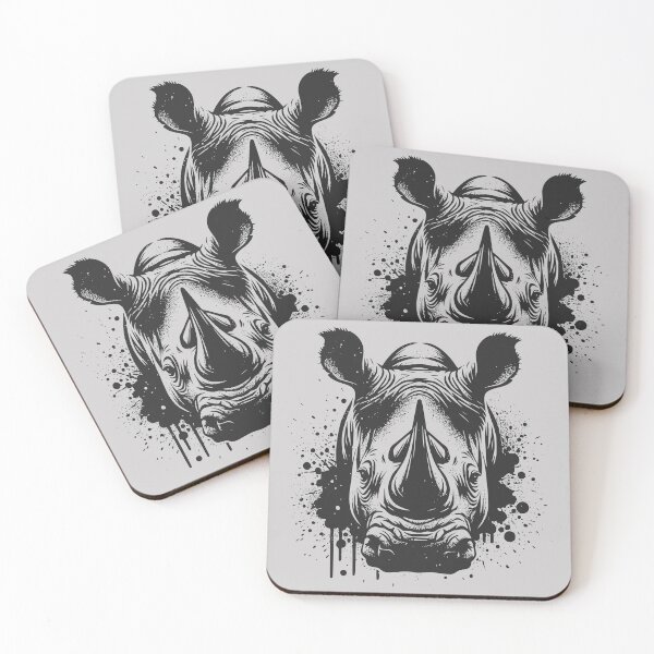Item preview, Rhino Strength – High-Contrast Ink Drips designed and sold by MvuuStudio.