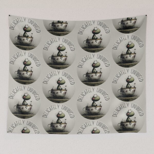 Item preview, Delicately Unhinged Frog in Vintage Teacup Sticker designed and sold by Ai Enchanted Art | Cottagecore • Whimsigoth • Aesthetic Designs.