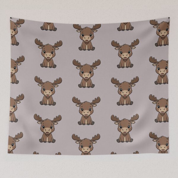 Item preview, Cute Baby Moose Cartoon With Big Eyes designed and sold by LightArt25.
