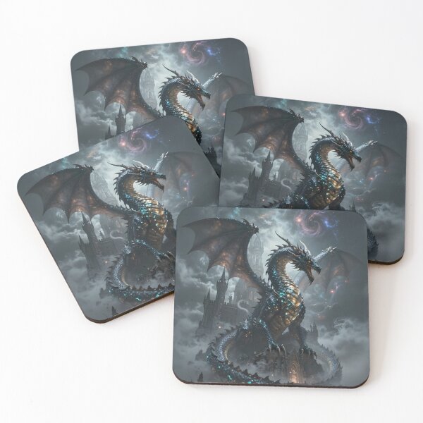 Item preview,  Ancient Dragon Made of Obsidian and Glowing Bioluminescent Veins designed and sold by Wiss2Arts.