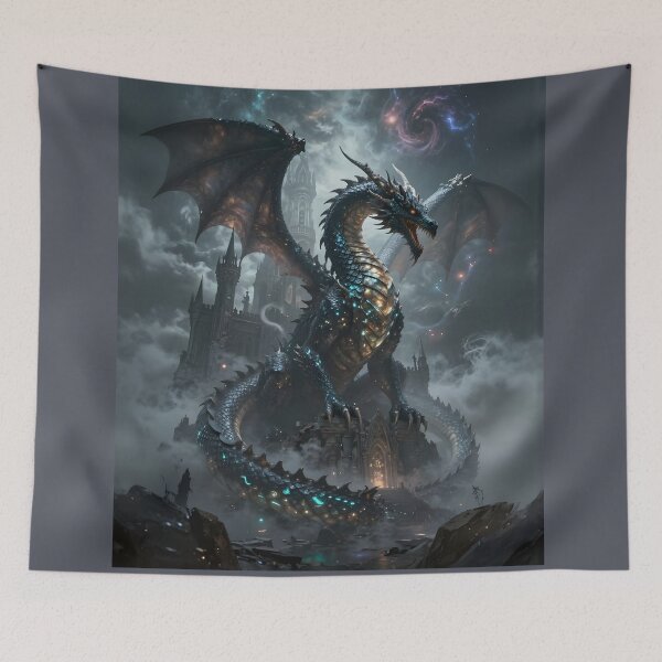 Item preview,  Ancient Dragon Made of Obsidian and Glowing Bioluminescent Veins designed and sold by Wiss2Arts.