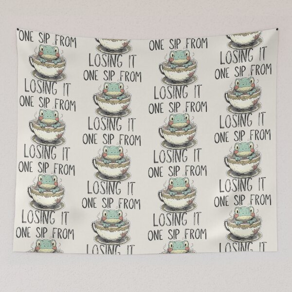 Item preview, One Sip From Losing It Frog Tea Cup Sticker designed and sold by Ai Enchanted Art | Cottagecore • Whimsigoth • Aesthetic Designs.