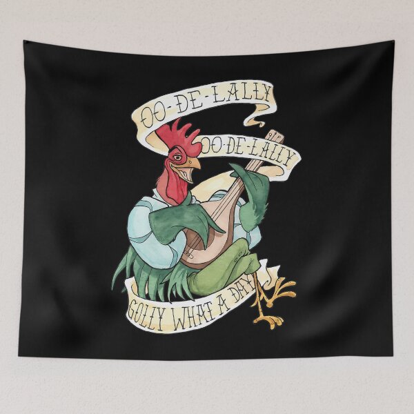 Item preview, Alan-A-Dale Rooster  Oo-De-Lally Golly What A Day Tattoo Watercolor Painting Robin Hood designed and sold by williamtaylor07.