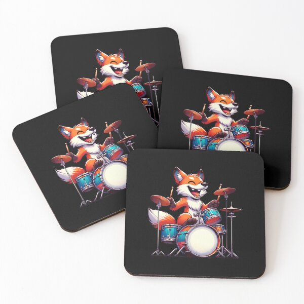 Item preview, Cute Fox Playing Drums Foxes Drummer Music designed and sold by TashiaJerrie.