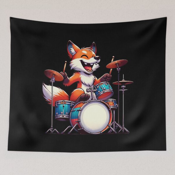 Item preview, Cute Fox Playing Drums Foxes Drummer Music designed and sold by TashiaJerrie.