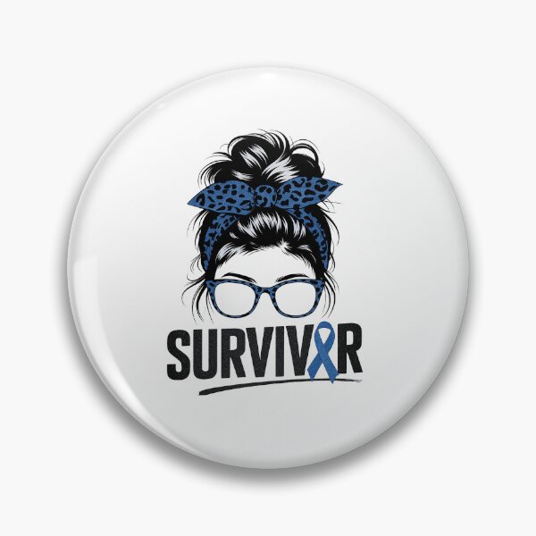 Item preview, Survivor Messy bun Blue Colon Cancer Awareness Bleached designed and sold by SIGORDESIGN.