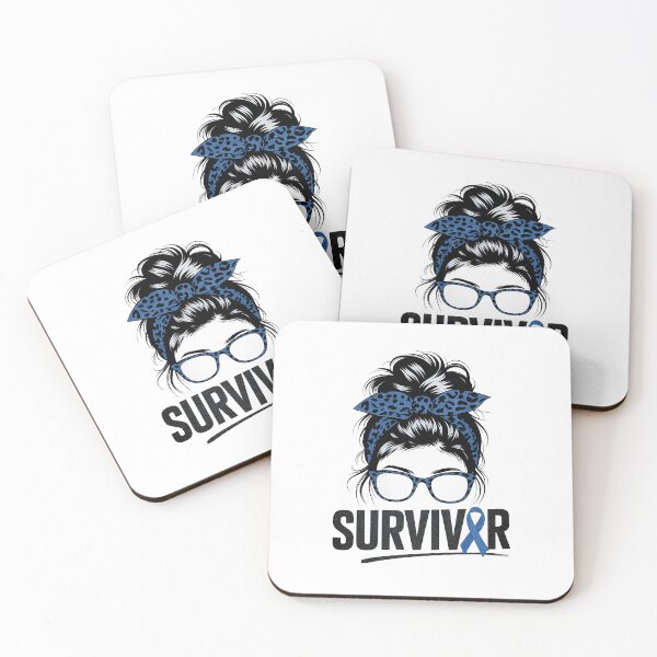 Item preview, Survivor Messy bun Blue Colon Cancer Awareness Bleached designed and sold by SIGORDESIGN.