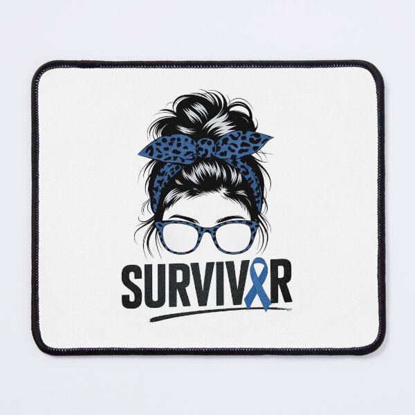 Item preview, Survivor Messy bun Blue Colon Cancer Awareness Bleached designed and sold by SIGORDESIGN.