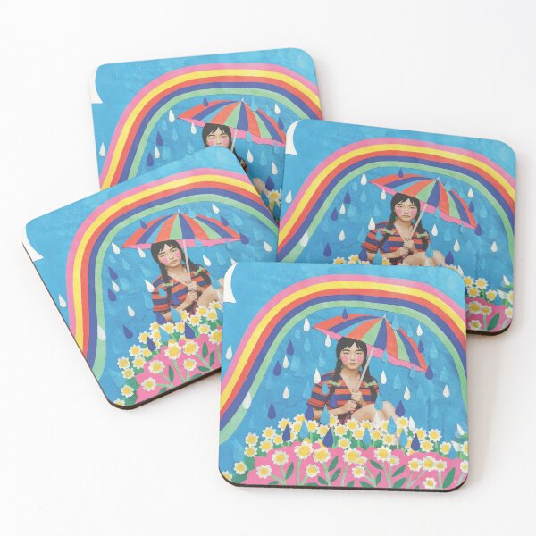 Item preview, Paper Cut Rainbow Rain Umbrella Girl | Bright Maximalist Collage Art designed and sold by Jam Media Design.