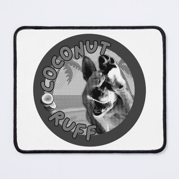 Item preview, Coconut Ruff – Retro Grayscale Edition | Funny Dog Sticker designed and sold by myamcartypants.
