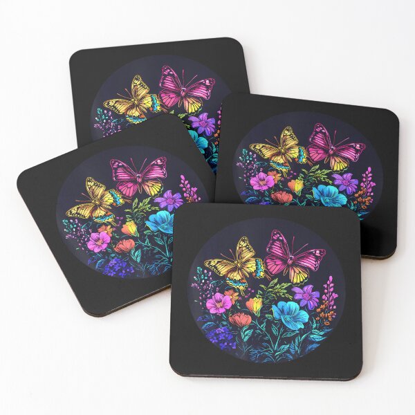 Item preview, Vibrant Butterflies Over Rainbow Flowers designed and sold by BarbaraLillie.