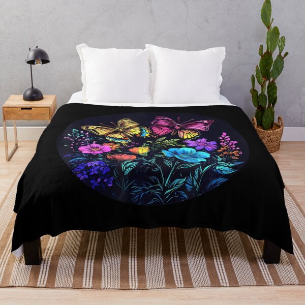 Item preview, Vibrant Butterflies Over Rainbow Flowers designed and sold by BarbaraLillie.