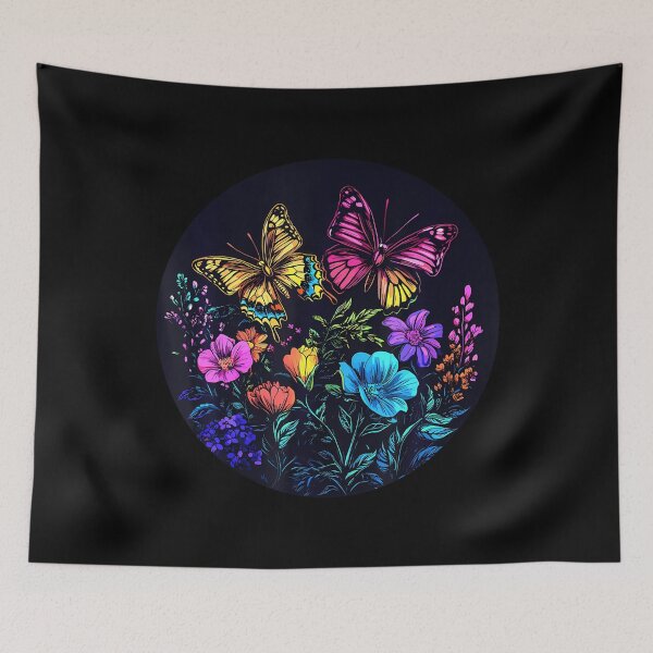 Item preview, Vibrant Butterflies Over Rainbow Flowers designed and sold by BarbaraLillie.