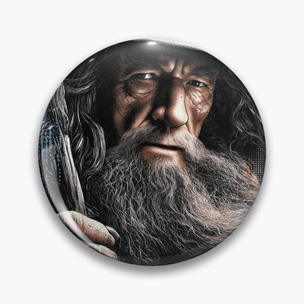 Item preview, Gandalf Lord of the Rings LOTR Ian McKellen Gandalf the Grey Gandalf the White Wizard Staff Glamdring You Shall Not Pass Balrog Moria Fellowship Fan Art Portrait Poster T-Shirt Sticker Gift designed and sold by Senpaiwaves.