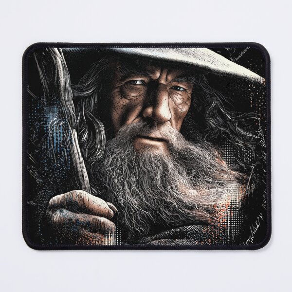 Item preview, Gandalf Lord of the Rings LOTR Ian McKellen Gandalf the Grey Gandalf the White Wizard Staff Glamdring You Shall Not Pass Balrog Moria Fellowship Fan Art Portrait Poster T-Shirt Sticker Gift designed and sold by Senpaiwaves.