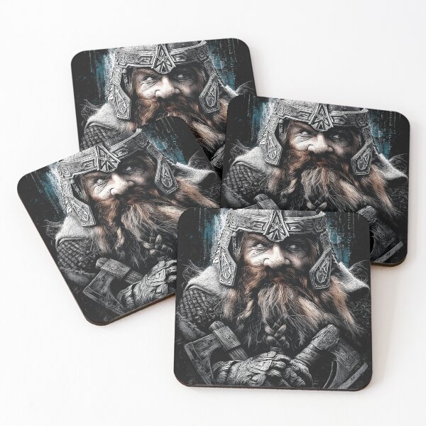 Item preview, Gimli Lord of the Rings LOTR John Rhys-Davies Son of Gloin Dwarf Warrior Axe Helmet Beard Legolas Friendship Helm's Deep Fan Art Portrait Poster T-Shirt Sticker Gift designed and sold by Senpaiwaves.