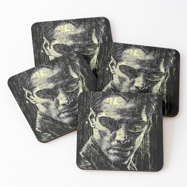 Item preview, Neo The Matrix Keanu Reeves The One Thomas Anderson Trench Coat Sunglasses Bullet Time Red Pill Blue Pill Agent Smith Fan Art Portrait Poster T-Shirt Sticker Gift designed and sold by Senpaiwaves.