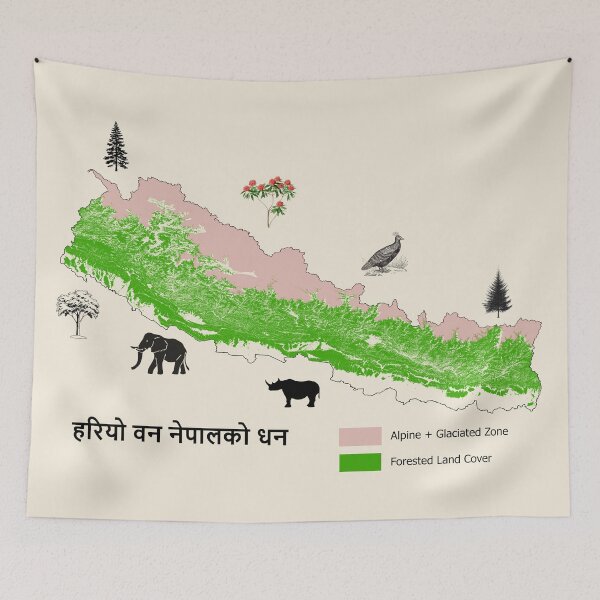 Item preview, Forests of Nepal Mini Map (नेपालका वनको सानो नक्सा) designed and sold by MapsNepal.