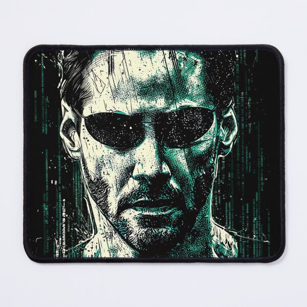 Item preview, Neo The Matrix Keanu Reeves The One Thomas Anderson Trench Coat Sunglasses Bullet Time Red Pill Blue Pill Agent Smith Fan Art Portrait Poster T-Shirt Sticker Gift designed and sold by Senpaiwaves.