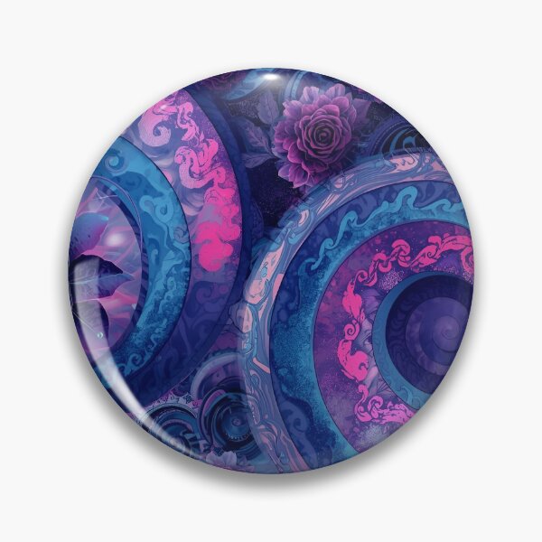 Item preview, Psychedelic pattern: flowers, roses, spirals in purple, pink, and light blue designed and sold by angel-cat-22.