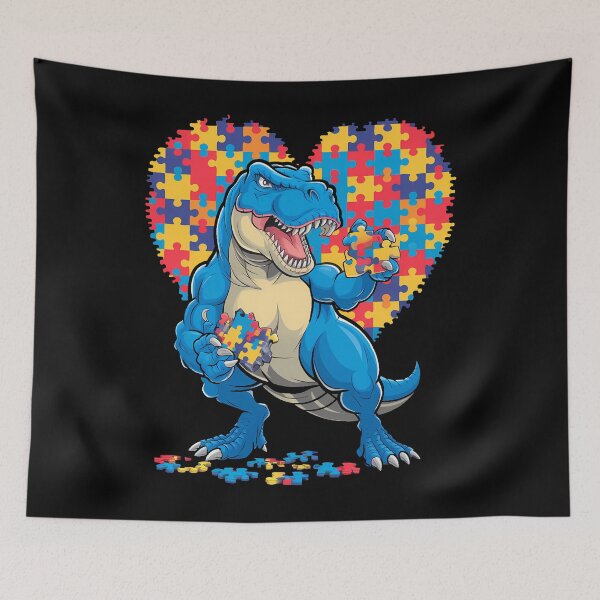 Item preview, Autism Awareness Dinosaur T-Rex Heart designed and sold by CruelShadesSt.