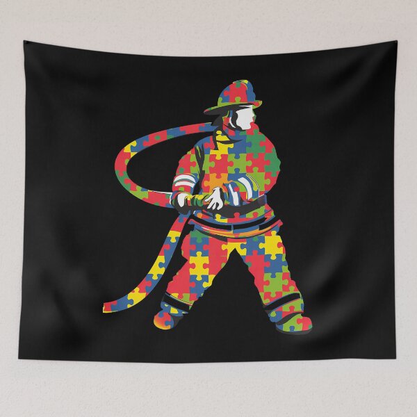 Item preview, firefighter autism support awareness acceptance fireman designed and sold by CruelShadesSt.