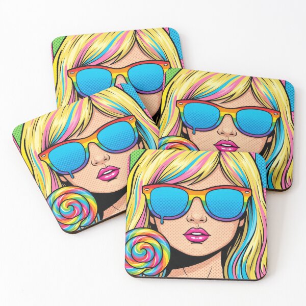 Item preview, No Thoughts Just Vibes Pop Art Girl | Colorful Retro Comic Aesthetic designed and sold by Jam Media Design.