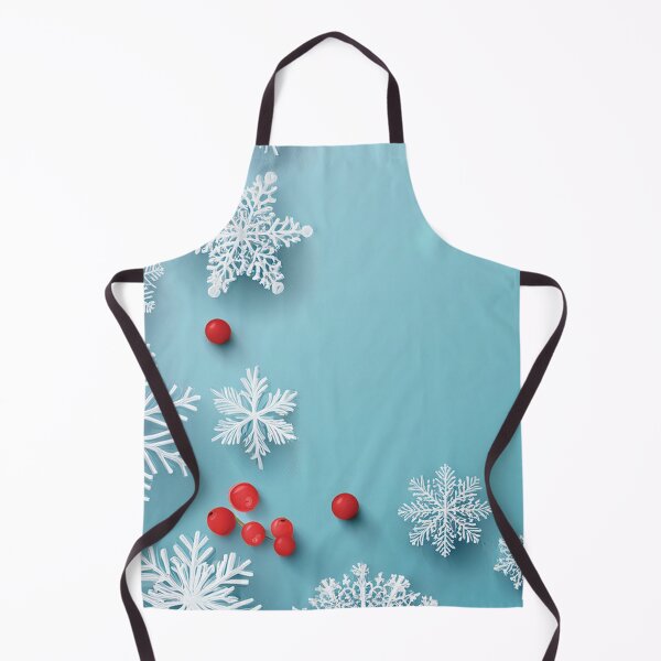 Item preview, Festive holiday snowflakes and red berries, cool blue background, minimalist blue colour palette, holiday watercolor painting, winter holiday season decor designed and sold by navitalidesign.