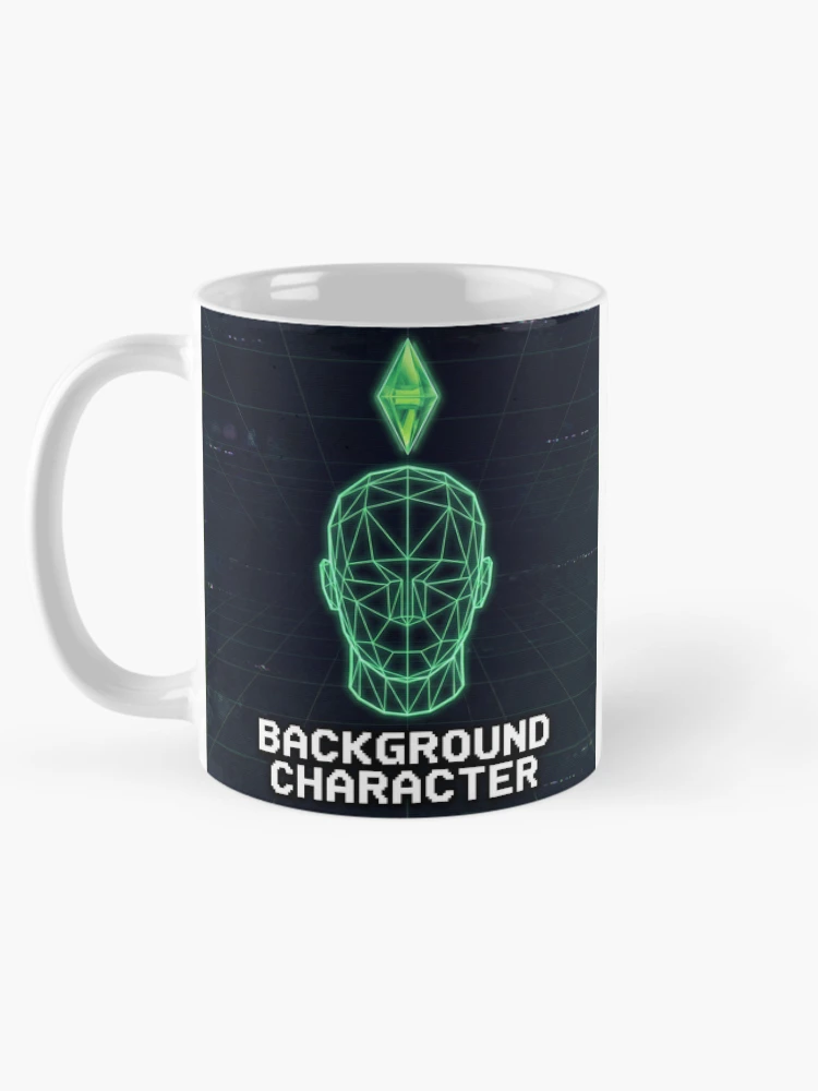 Thumbnail 5 of 6, Coffee Mug, Background Character - Retro Wireframe NPC Simulation designed and sold by NextLevelThread.
