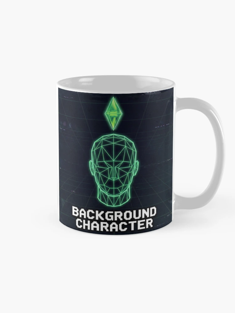 Thumbnail 3 of 6, Coffee Mug, Background Character - Retro Wireframe NPC Simulation designed and sold by NextLevelThread.