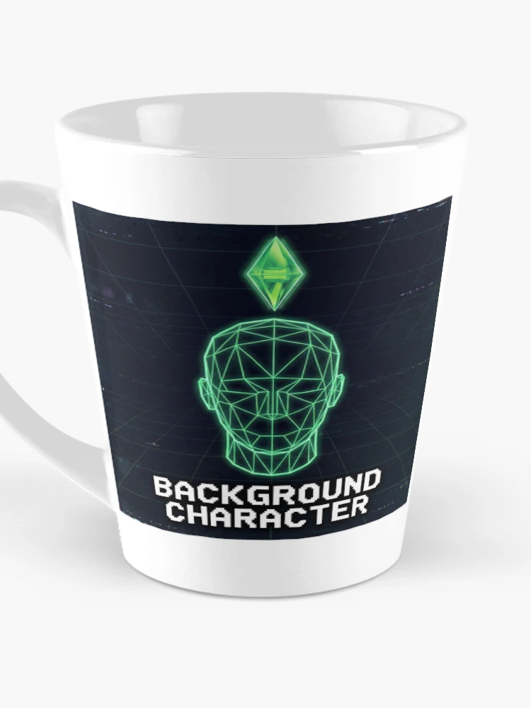 Thumbnail 3 of 4, Coffee Mug, Background Character - Retro Wireframe NPC Simulation designed and sold by NextLevelThread.
