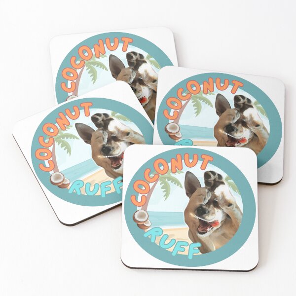Item preview, Coconut Ruff – Teal Beach | Cute Tropical Dog Sticker designed and sold by myamcartypants.