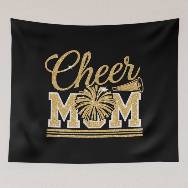Item preview, Cheer Mom Biggest Fan Cheerleader Black Yellow Gold Pom designed and sold by catsdothingz.